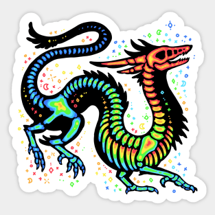 Rainbow Dragon Skeleton Sticker